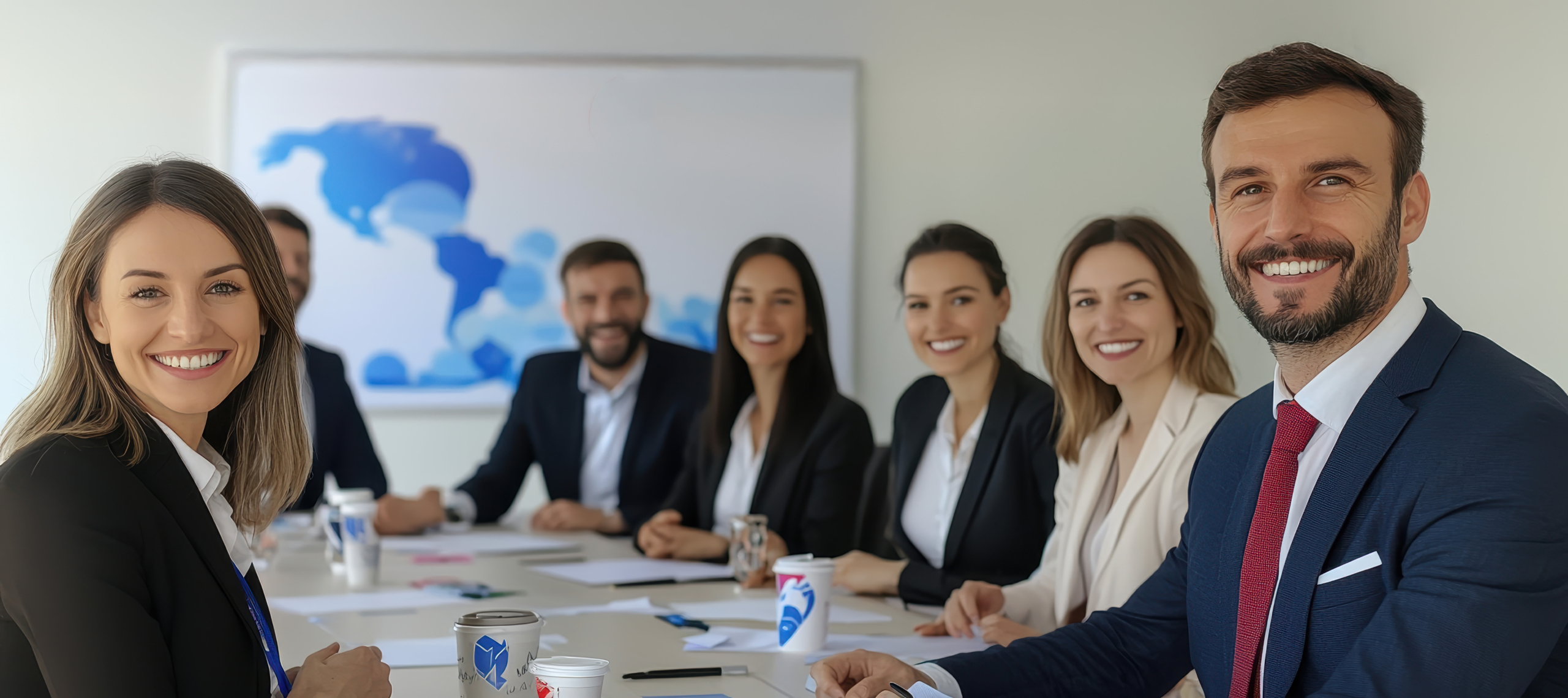 Smiling team in training